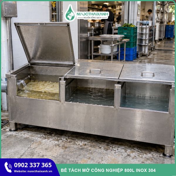 Bể tách mỡ công nghiệp 800L Inox 304