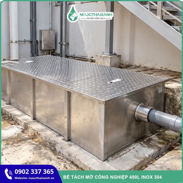 Bể tách mỡ công nghiệp 450l inox 304