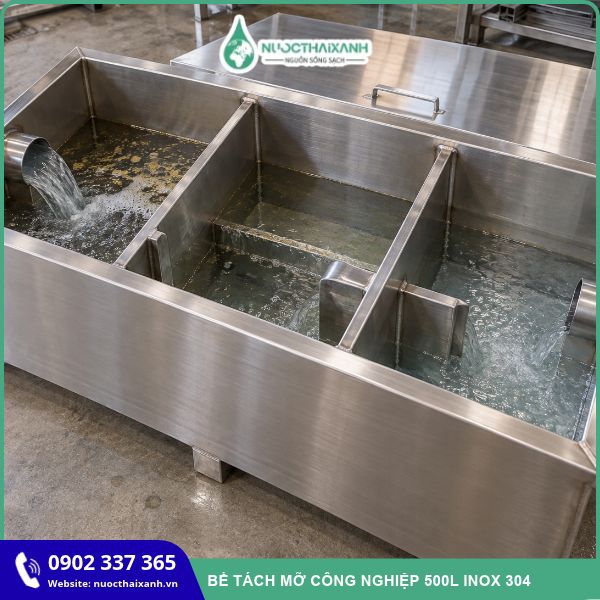 Bể tách mỡ công nghiệp 500L inox 340