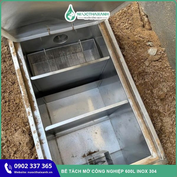 Bể tách mỡ công nghiệp 600L inox 304