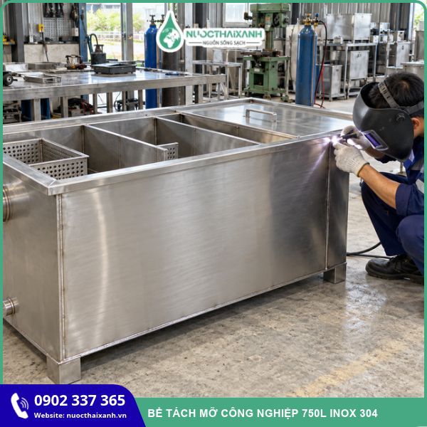 Bể tách mỡ công nghiệp 750l Inox 304