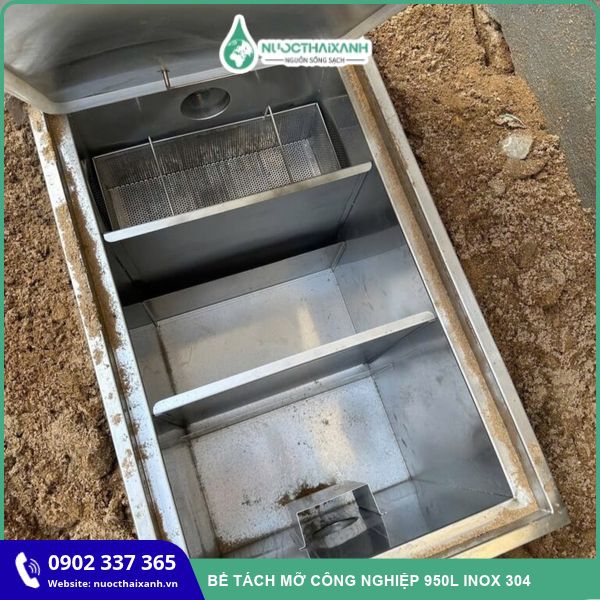 Bể tách mỡ công nghiệp 950L inox 304