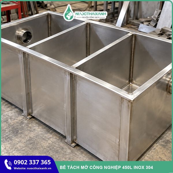 Bể tách mỡ công nghiệp 450l inox 304