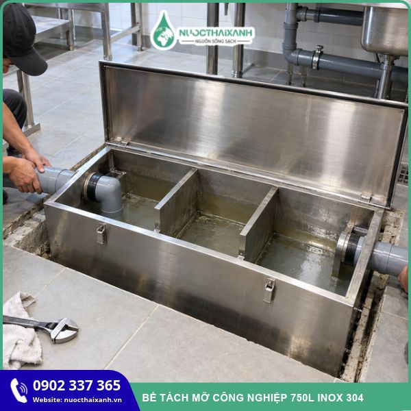 Bể tách mỡ công nghiệp 750l Inox 304