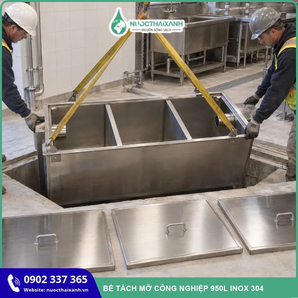 Bể tách mỡ công nghiệp 950L inox 304