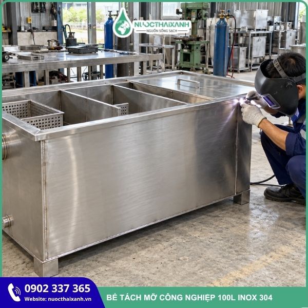 Bể tách mỡ công nghiệp 100L inox 304
