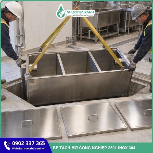 Bể tách mỡ công nghiệp 250L inox 304