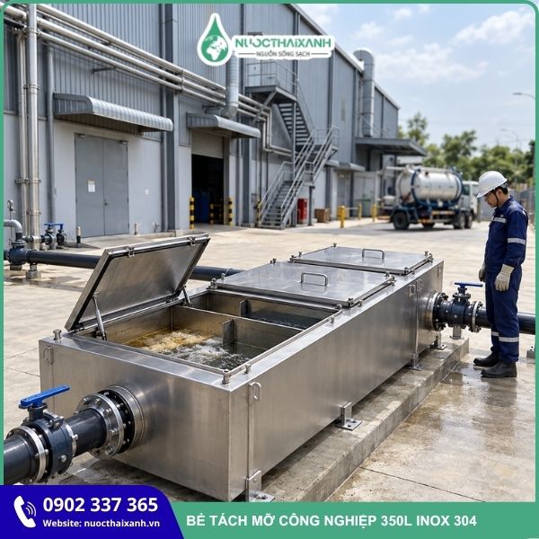 Bể tách mỡ công nghiệp 350L inox 304