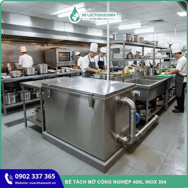 Bể tách mỡ công nghiệp 400l inox 304