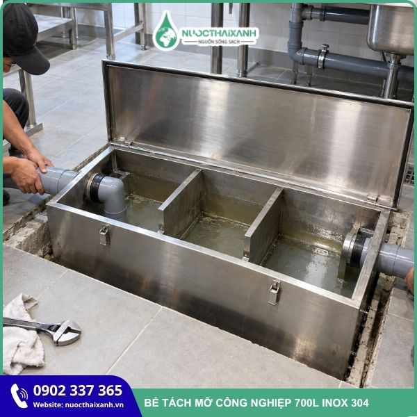 Bể tách mỡ công nghiệp 700l Inox 304