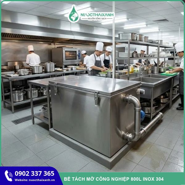 Bể tách mỡ công nghiệp 800L Inox 304