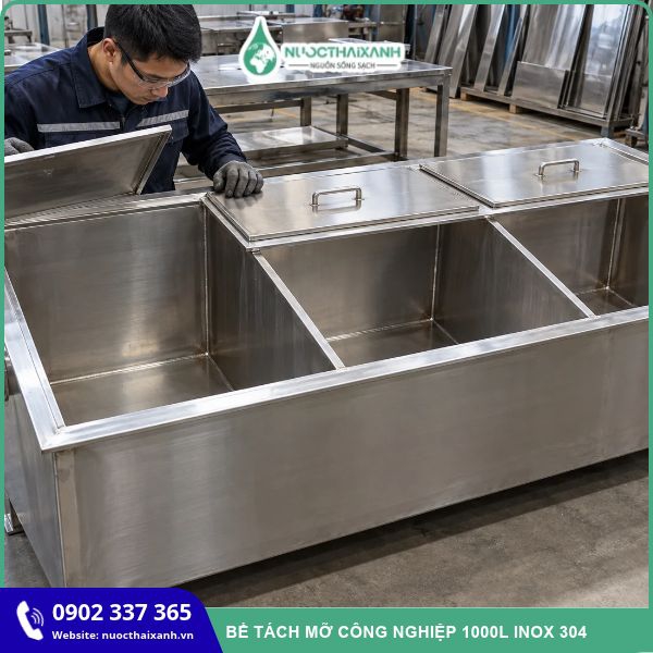 Bể tách mỡ công nghiệp 1000L inox 304