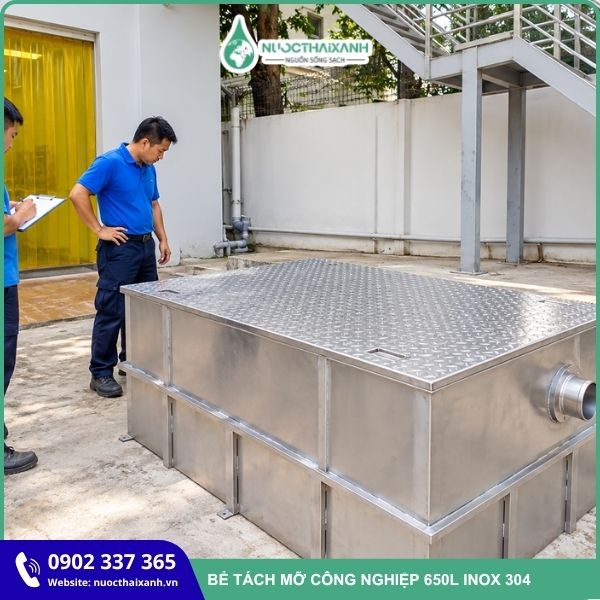 Bể tách mỡ công nghiệp 650L Inox 304