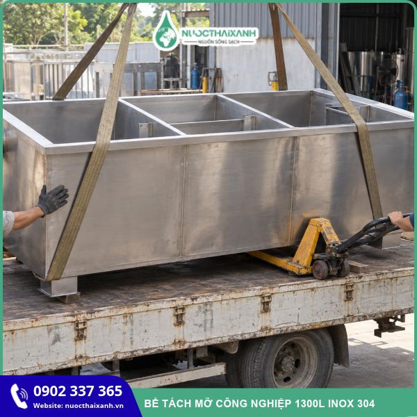 Bể tách mỡ công nghiệp 1300L inox 304