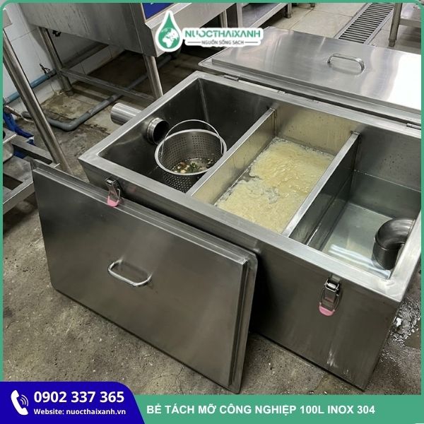 Bể tách mỡ công nghiệp 100L inox 304