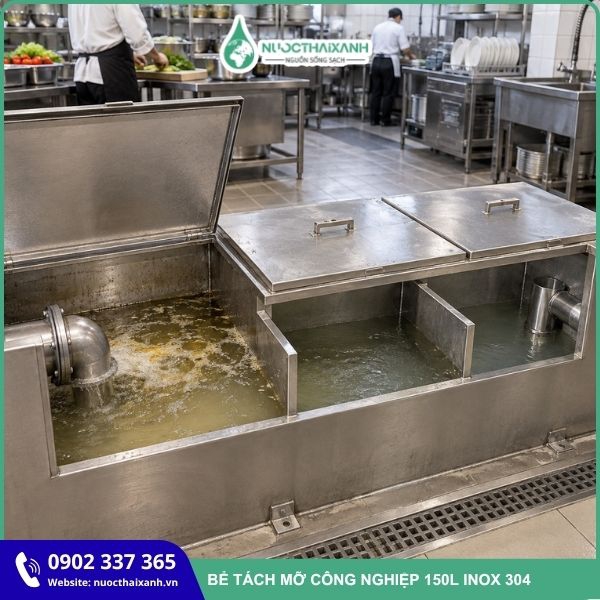 Bể tách mỡ công nghiệp 150L inox 304
