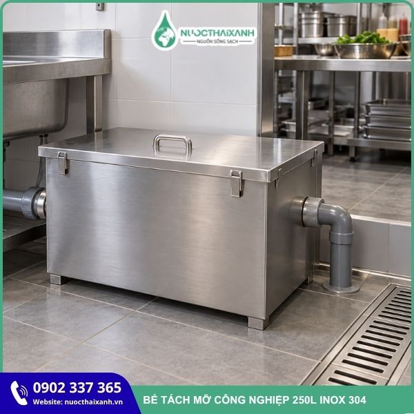 Bể tách mỡ công nghiệp 250L inox 304