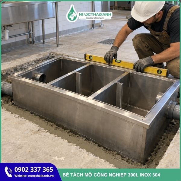 Bể tách mỡ công nghiệp 300L inox 304