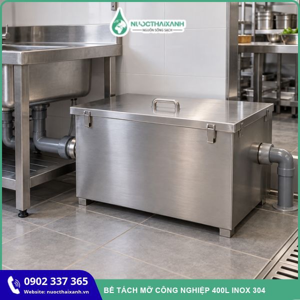 Bể tách mỡ công nghiệp 400l inox 304