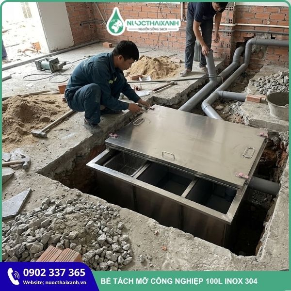 Bể tách mỡ công nghiệp 100L inox 304