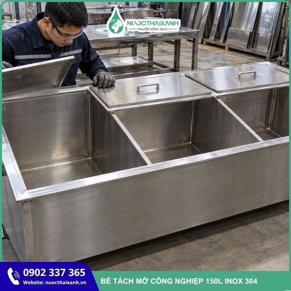 Bể tách mỡ công nghiệp 150L inox 304