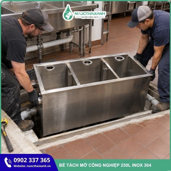 Bể tách mỡ công nghiệp 250L inox 304