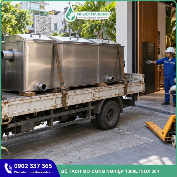 Bể tách mỡ công nghiệp 1300L inox 304