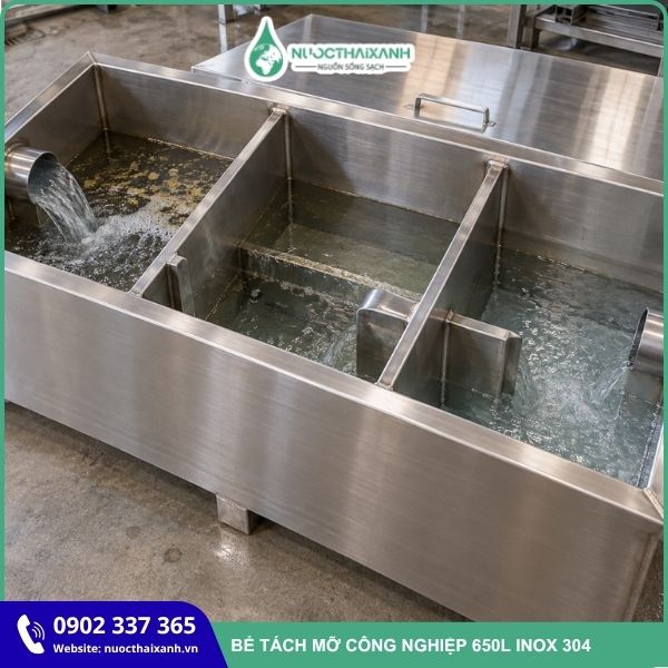 Bể tách mỡ công nghiệp 650L Inox 304