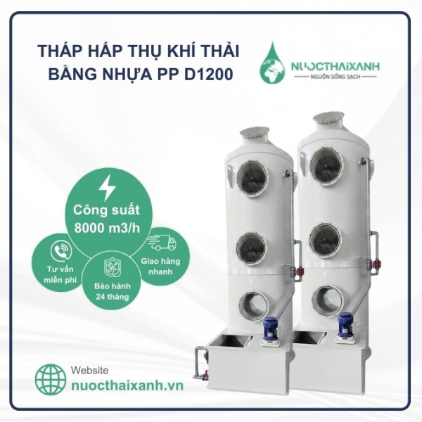 Tháp hấp thụ khí thải bằng nhựa PP D1200