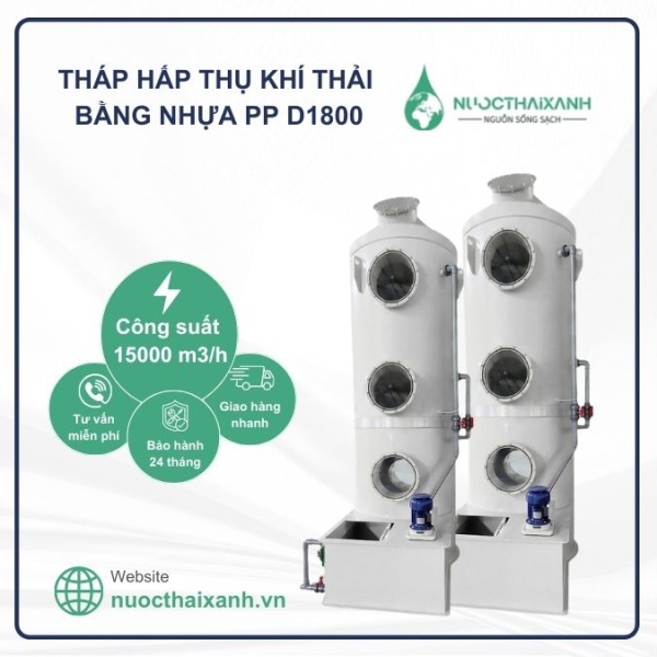 Tháp hấp thụ khí thải bằng nhựa PP D1800