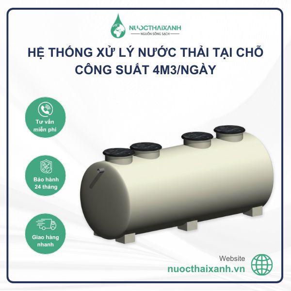 Hệ thống xử lý nước thải tại chỗ 4m3/Ngày