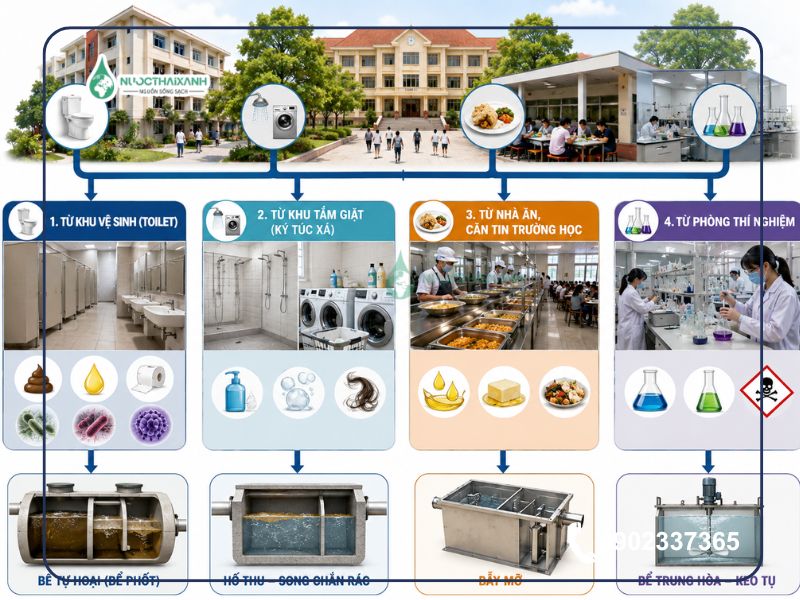 nguồn gốc nước thải nhà trường