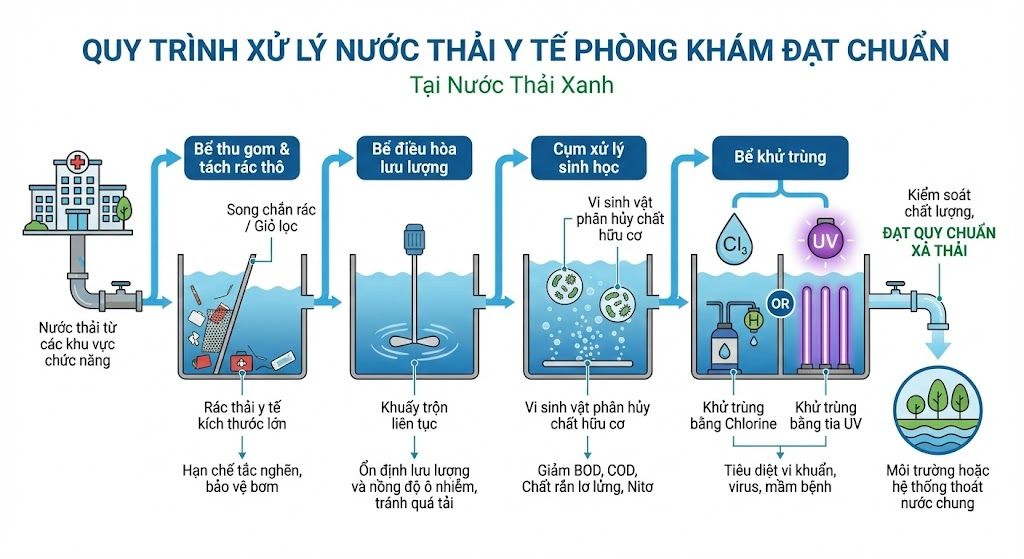 Quy trình xử lý nước thải y tế phòng khám đạt chuẩn